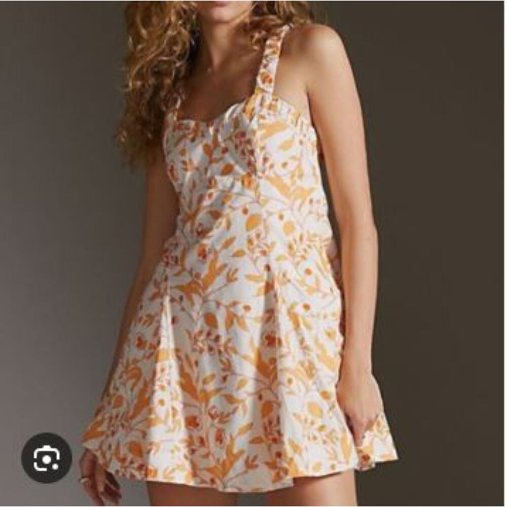 Maeve Sweetheart Mini Floral Cotton Summer dress Sz L Smocked Cottage